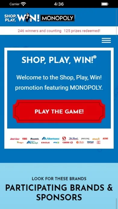 Zrzuty ekranu Shop, Play, Win!® MONOPOLY