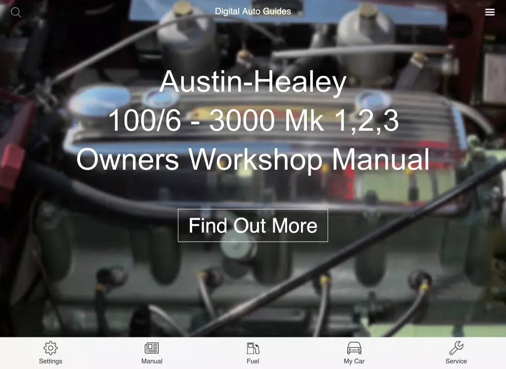 Digital Auto Guides Austin Healey 100/6, 3000 Mk 1,2,3 Owners Workshop Manual iPad  Screenshots