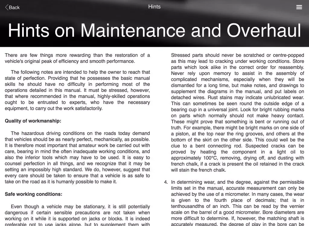 Digital Auto Guides Austin Healey 100/6, 3000 Mk 1,2,3 Owners Workshop Manual iPad  Screenshots