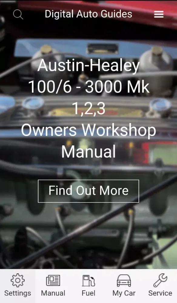Digital Auto Guides Austin Healey 100/6, 3000 Mk 1,2,3 Owners Workshop Manual Screenshots