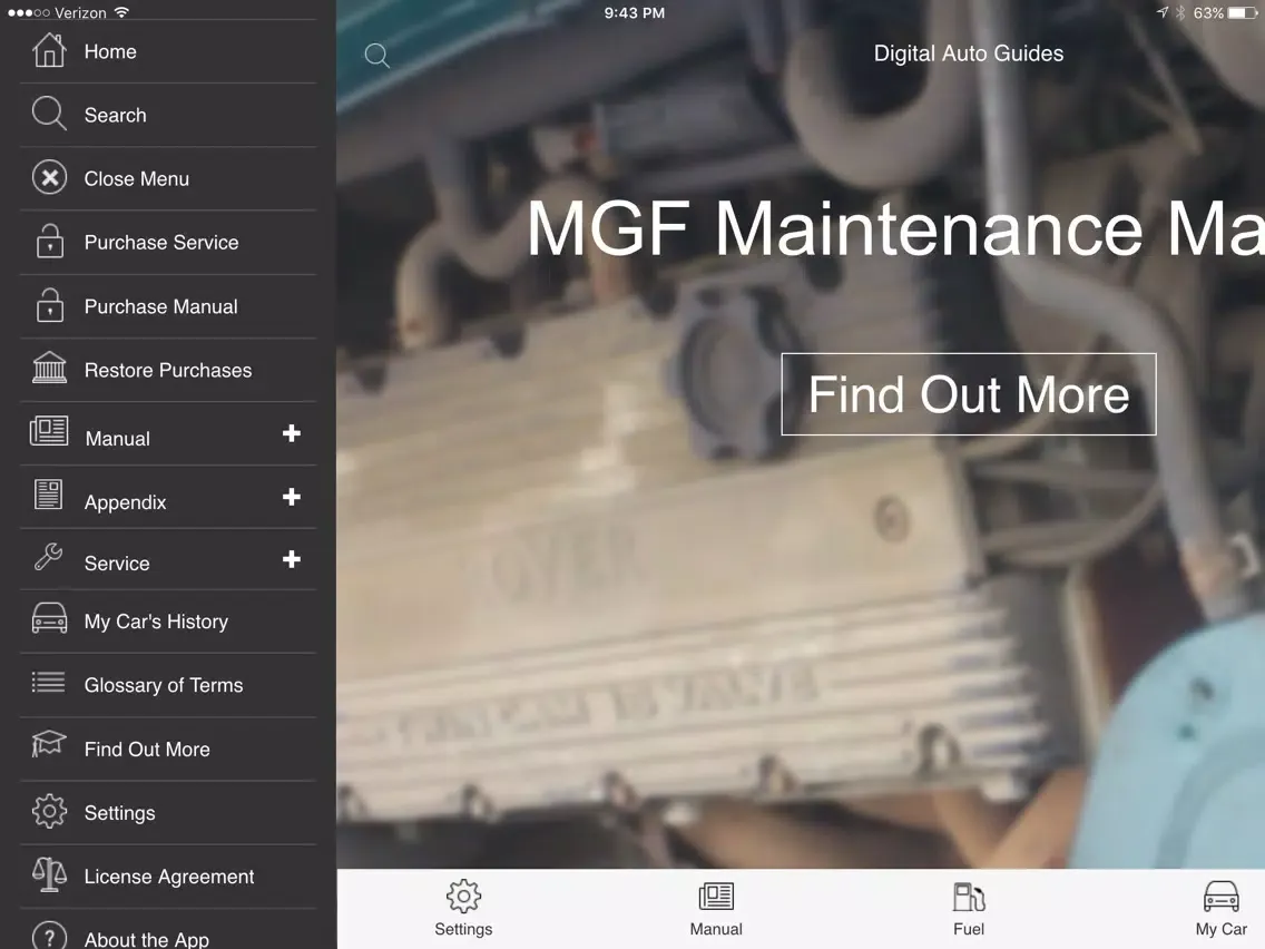ภาพหน้าจอของ Digital Auto Guides MGF Maintenance Manual iPad 