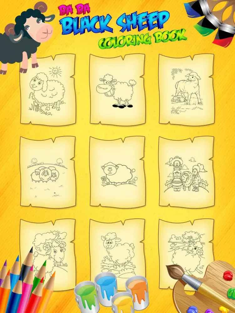 Screenshot di Baa Baa Black Sheep - Poem Coloring Book for Kids iPad 
