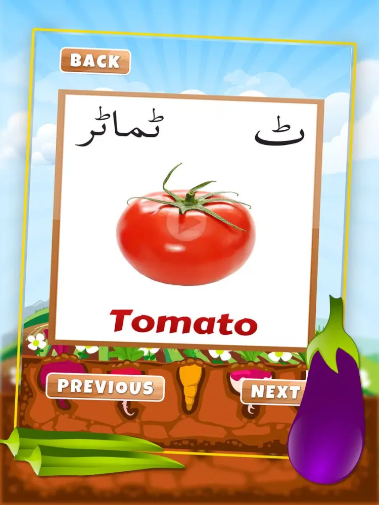 Capturas de tela do Urdu Qaida Vegetable Learning Urdu - Kids Educational Book iPad 