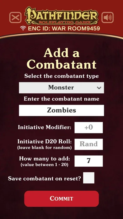 Pathfinder Combat Tracker スクリーンショット