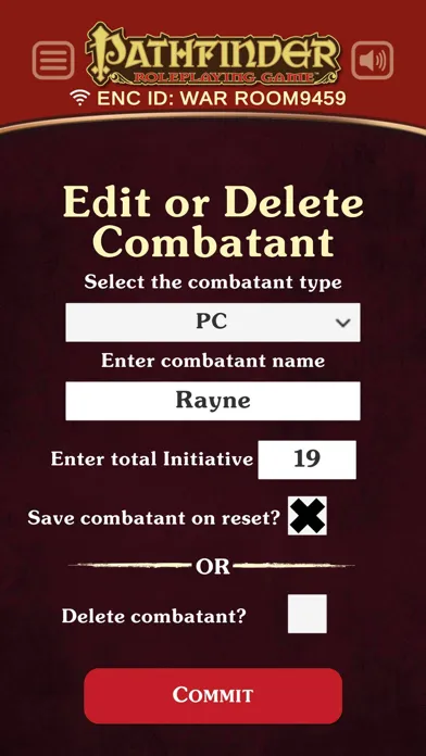 Pathfinder Combat Tracker スクリーンショット