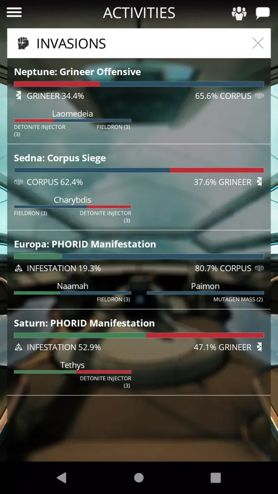 ภาพหน้าจอของ Warframe Companion