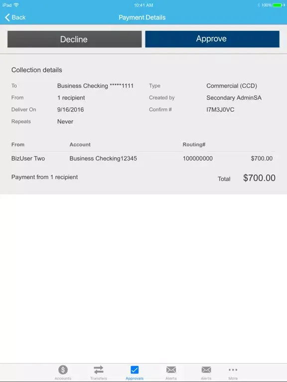 CU Center Business Banking iPad  Screenshots
