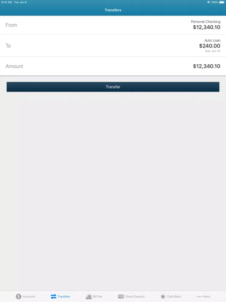 GlobalCU eBranch iPad  스크린샷