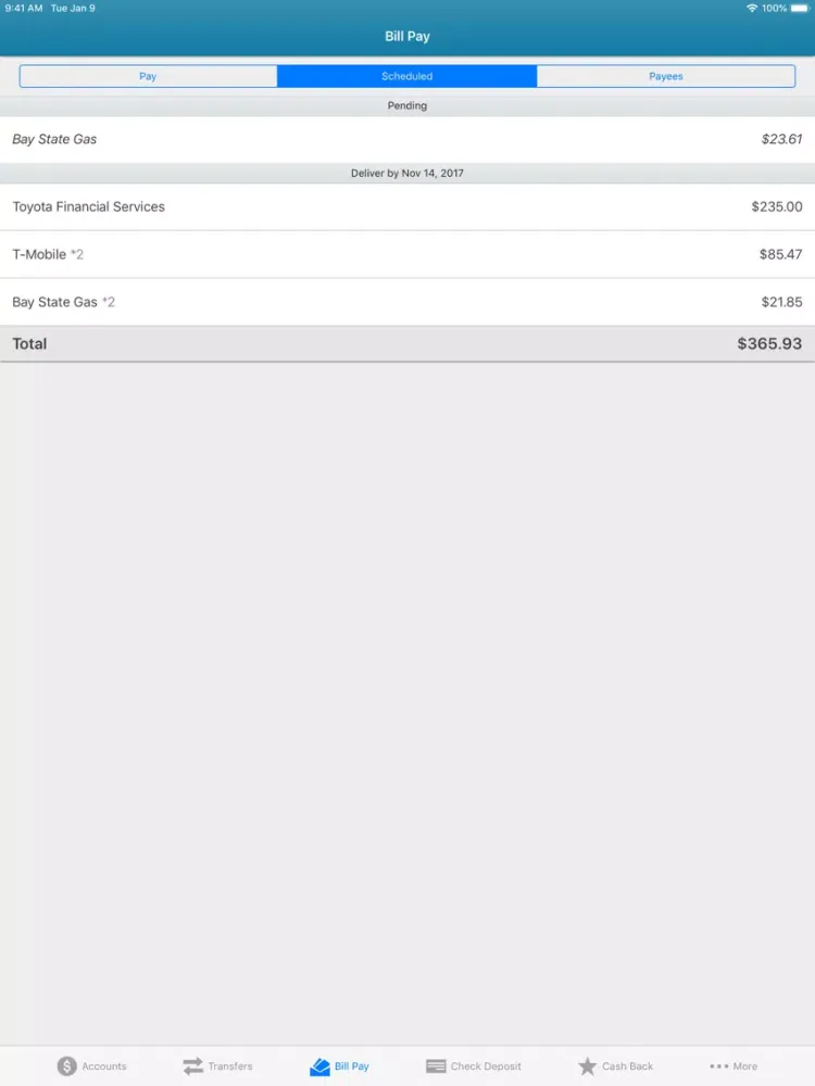 GlobalCU eBranch iPad  스크린샷