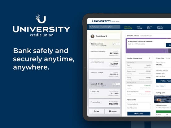 Ảnh chụp màn hình của University Credit Union iPad 