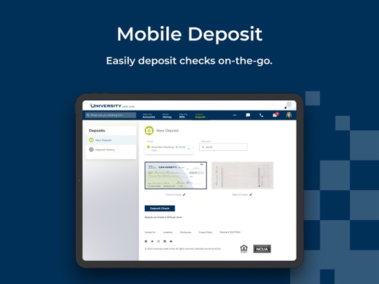 Ảnh chụp màn hình của University Credit Union iPad 