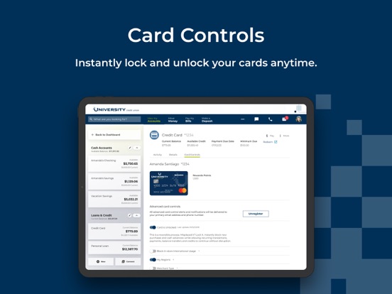 Ảnh chụp màn hình của University Credit Union iPad 