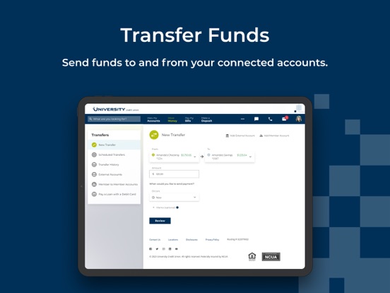 Ảnh chụp màn hình của University Credit Union iPad 