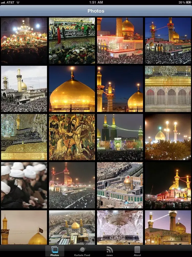 Tangkapan skrin Karbala TV-Radio iPad 