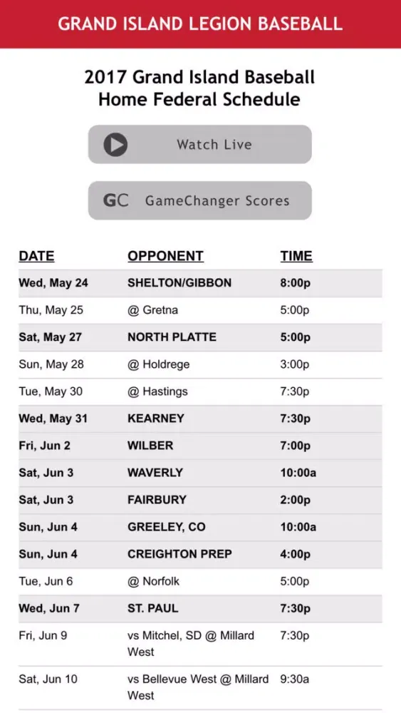 NE Legion Baseball Fan Guide स्क्रीनशॉट