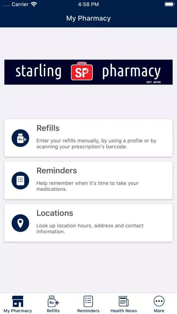 Capturas de tela do Starling Pharmacy