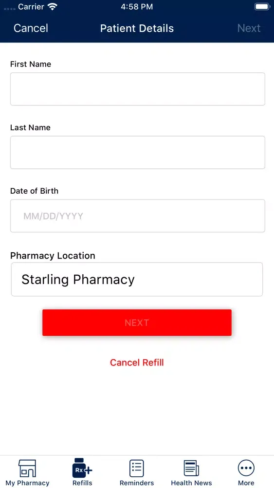 Capturas de tela do Starling Pharmacy
