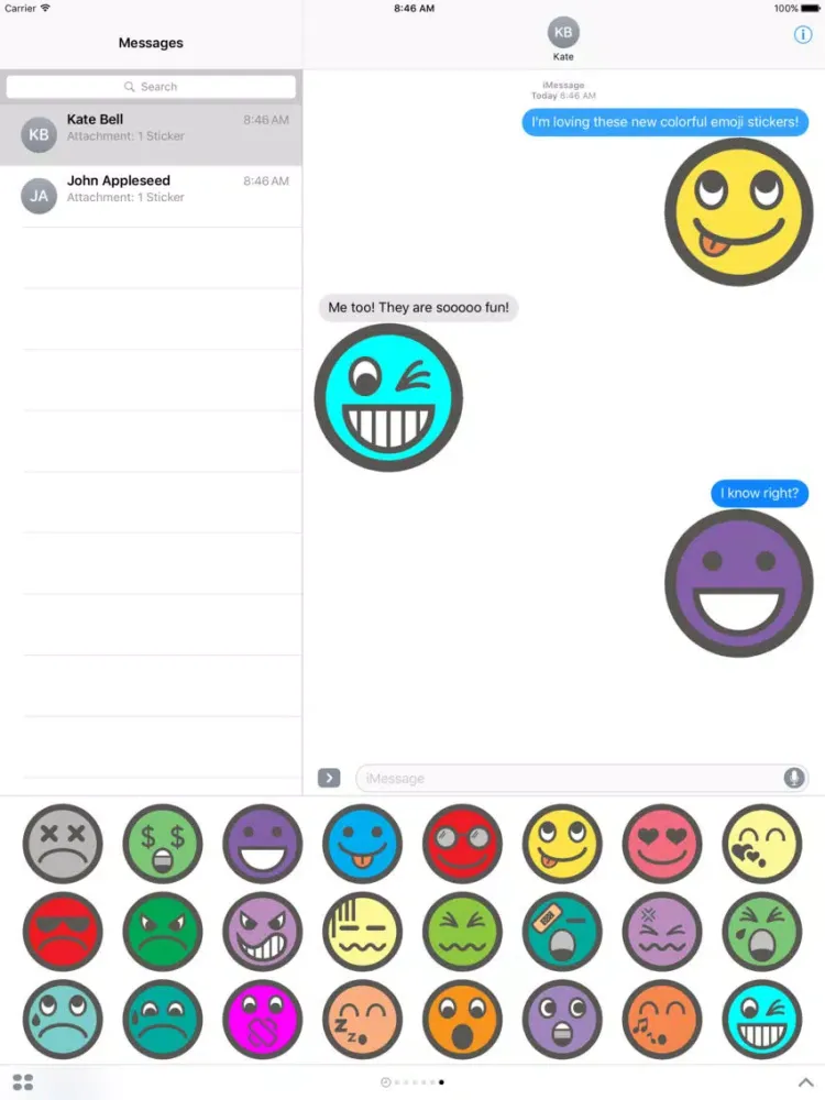 Скриншоты Colorful Emoji / Emoticon Stickers for iMessage iPad 