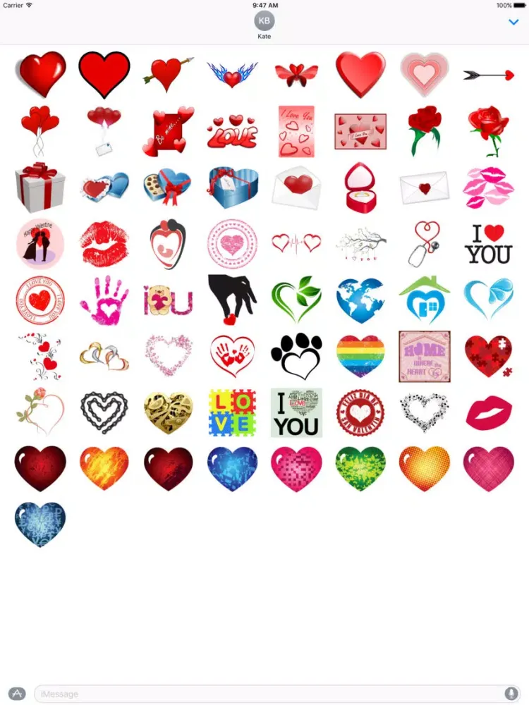 Valentines Day, Love, Hearts Stickers for iMessage iPad  Screenshots