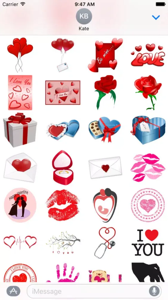 Valentines Day, Love, Hearts Stickers for iMessage Screenshots