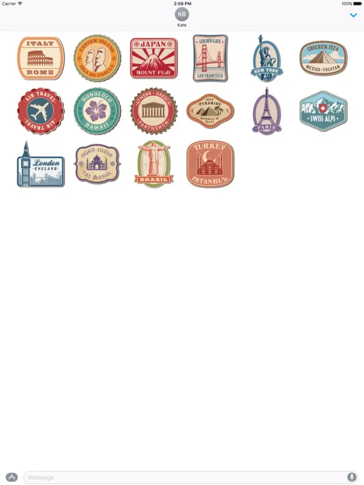 Famous Places Stickers and Badges iPad  Screenshots