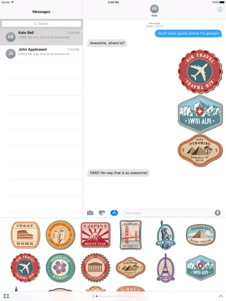 Famous Places Stickers and Badges iPad  Screenshots