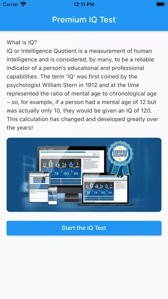 GMM IQ Test Screenshots
