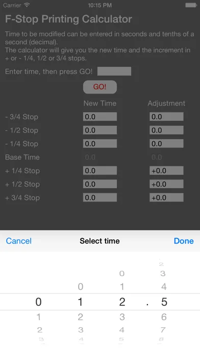 Screenshot di f-Stop Printing Calculator