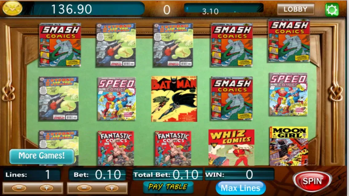 Captures d'écran de Super Mega Comic Slots
