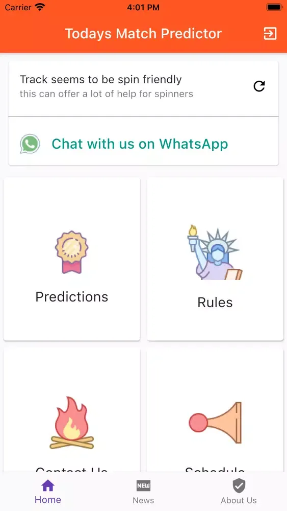 Tangkapan layar Todays Match Predictor