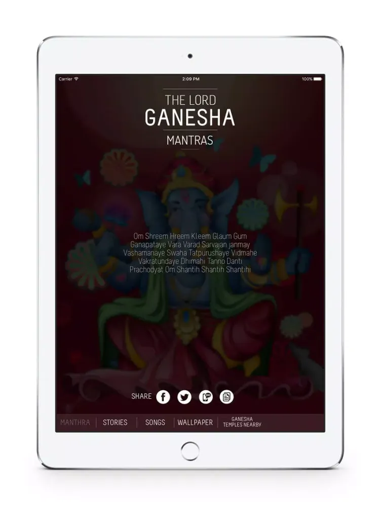 Tangkapan layar Lord Ganesha : Mantras, Stories, Songs, Wallpapers, Krishna Temples iPad 