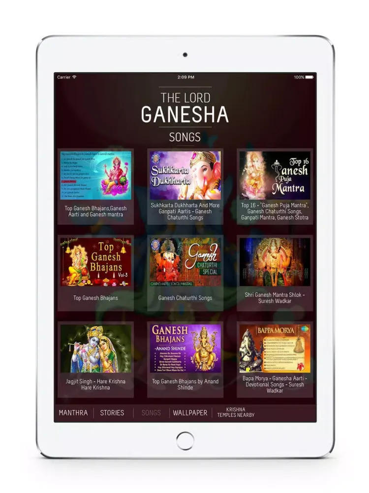 Tangkapan layar Lord Ganesha : Mantras, Stories, Songs, Wallpapers, Krishna Temples iPad 
