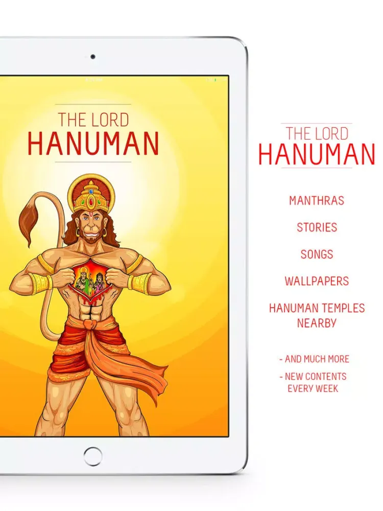 Ảnh chụp màn hình của Lord Hanuman : Mantras, Stories, Songs, Wallpapers, Hanuman Temples iPad 