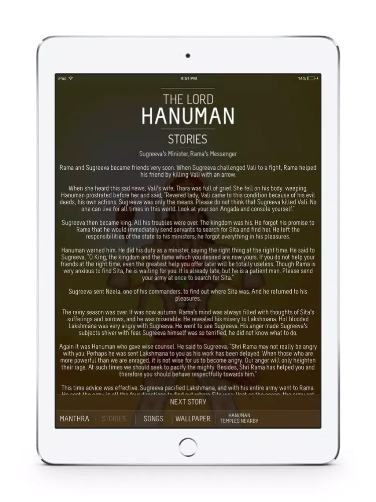 Ảnh chụp màn hình của Lord Hanuman : Mantras, Stories, Songs, Wallpapers, Hanuman Temples iPad 