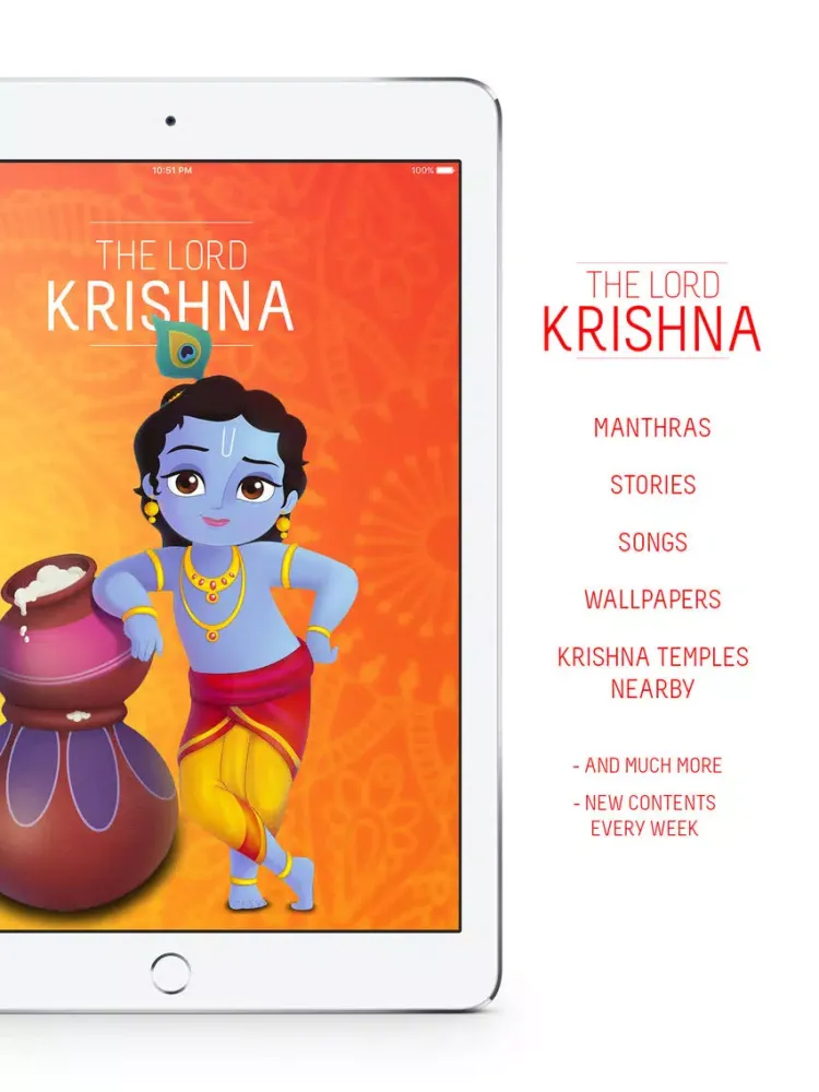 Скриншоты Lord Krishna : Mantras, Stories, Songs, Wallpapers, Krishna Temples iPad 