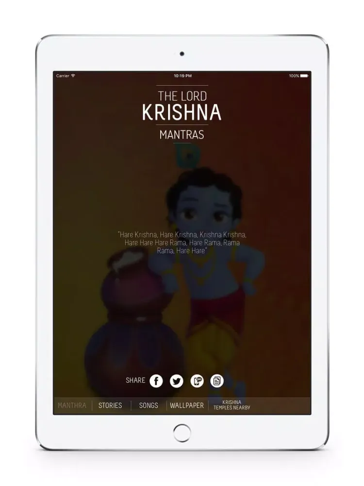Скриншоты Lord Krishna : Mantras, Stories, Songs, Wallpapers, Krishna Temples iPad 