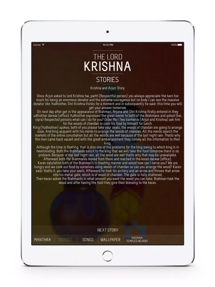 Скриншоты Lord Krishna : Mantras, Stories, Songs, Wallpapers, Krishna Temples iPad 