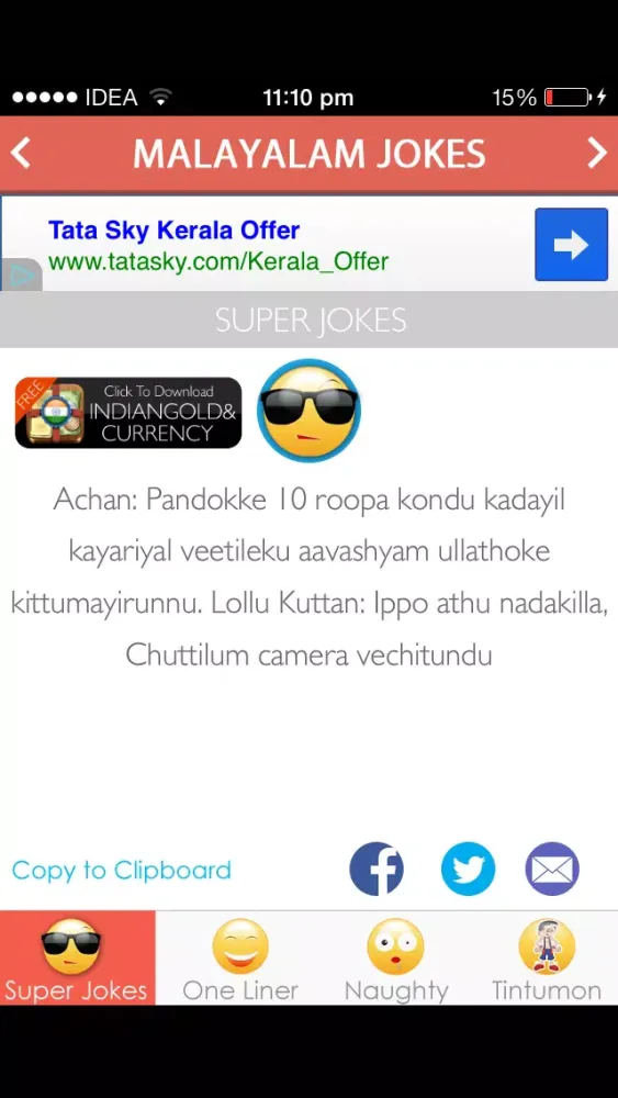 Capturas de tela do Malayalam Jokes