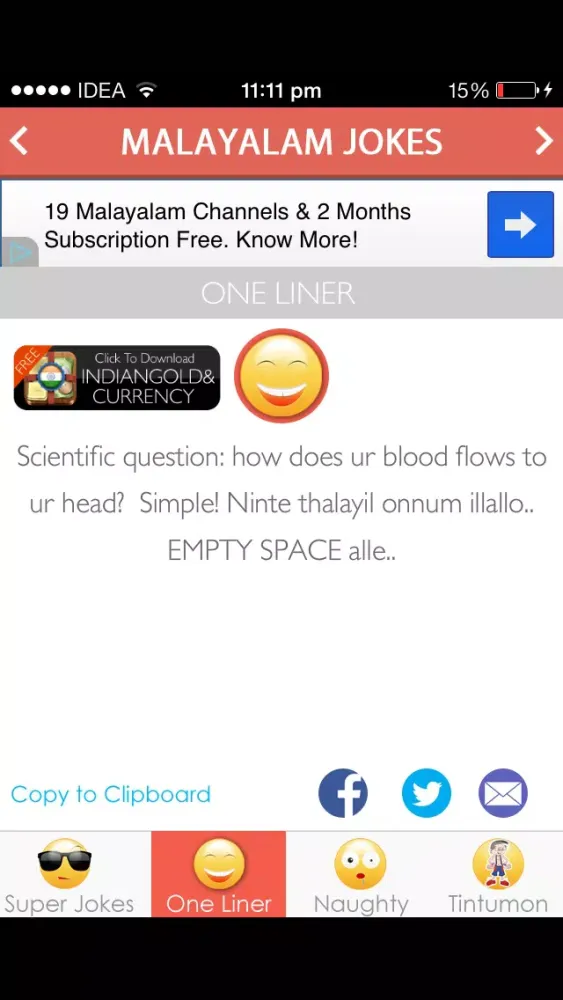 Capturas de tela do Malayalam Jokes