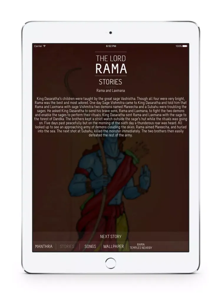 Скриншоты Lord Rama : Mantras, Stories, Songs, Wallpapers, Krishna Temples iPad 