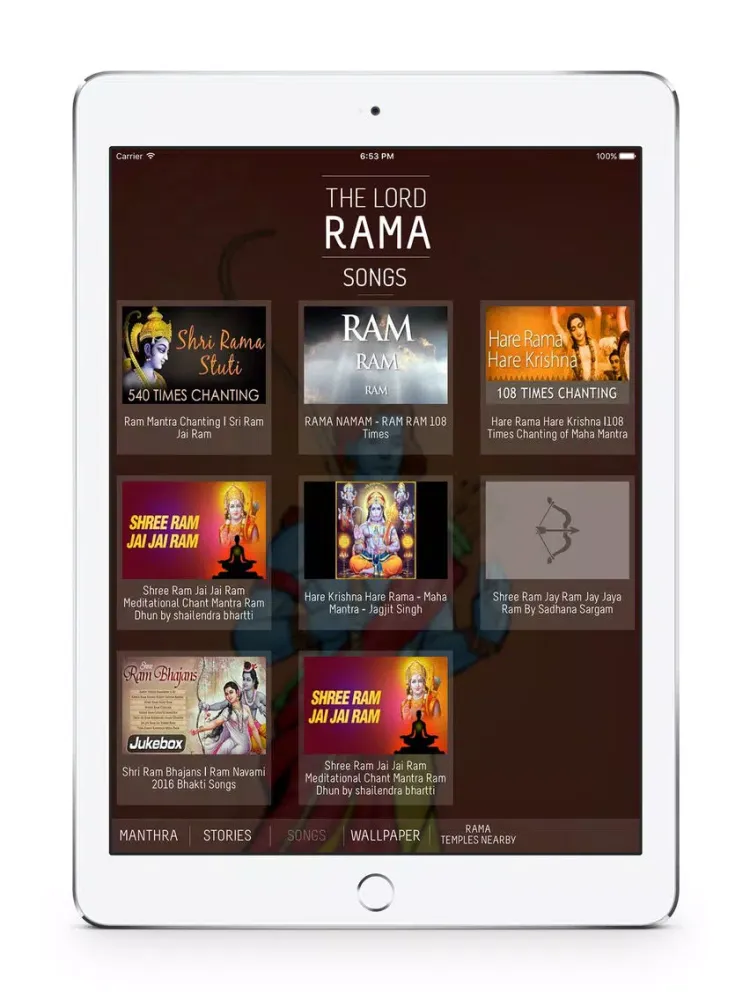 Скриншоты Lord Rama : Mantras, Stories, Songs, Wallpapers, Krishna Temples iPad 
