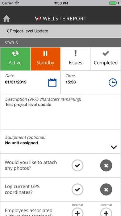 Wellsite Report Ekran Görüntüleri