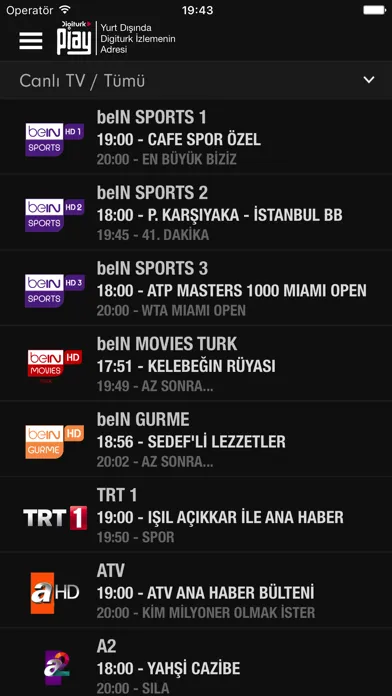 Zrzuty ekranu Digiturk Play Yurt Dışı