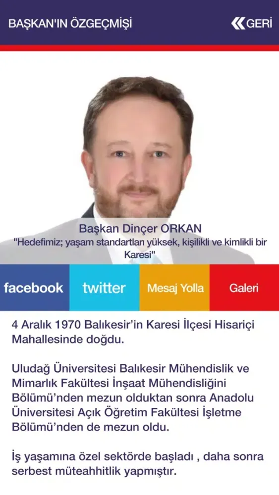 Tangkapan layar Karesi Belediyesi