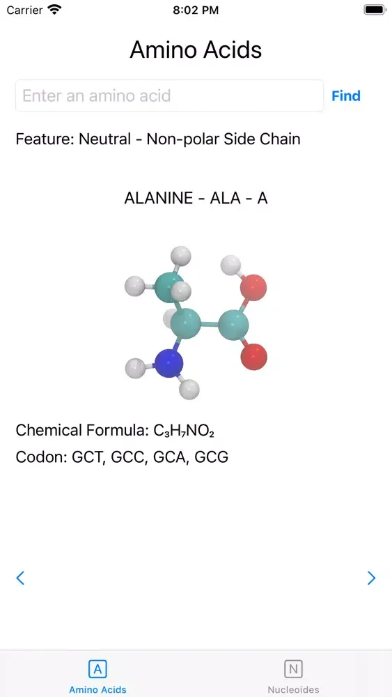 Captures d'écran de Amino Acid Explorer