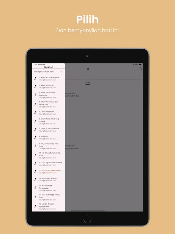 Ảnh chụp màn hình của Kidung Pasamuan Jawi ⁺ iPad 