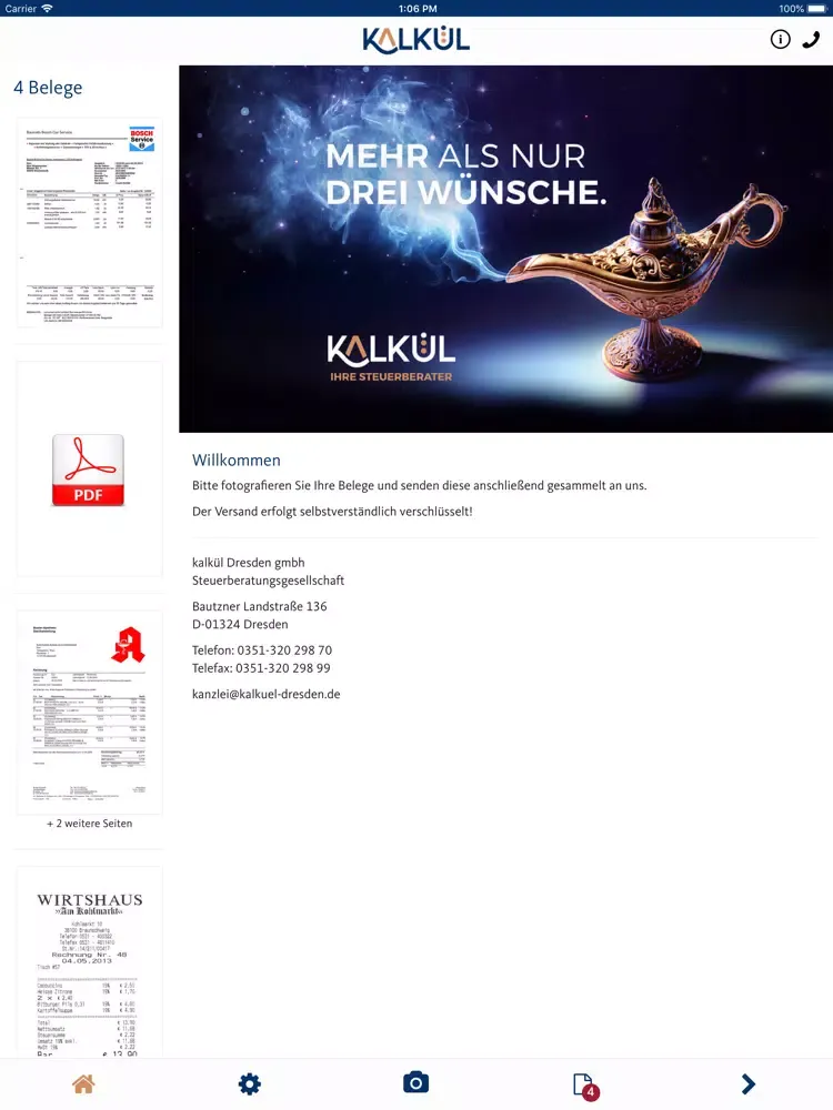 Screenshot di kalkül smart.scan iPad 