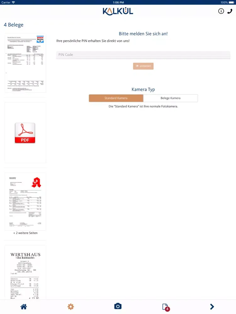 Screenshot di kalkül smart.scan iPad 