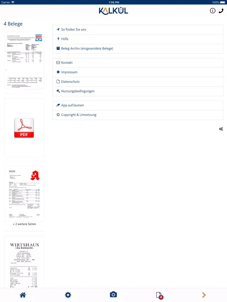 Screenshot di kalkül smart.scan iPad 