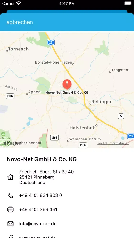 Captures d'écran de Novo-Net | Beleg Upload